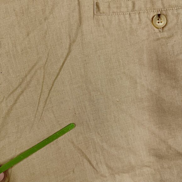 HB Harbor Bay Sport Mens Chino Shorts Size 58x8.5 Tan Linen Cotton Pleated - Picture 7 of 9